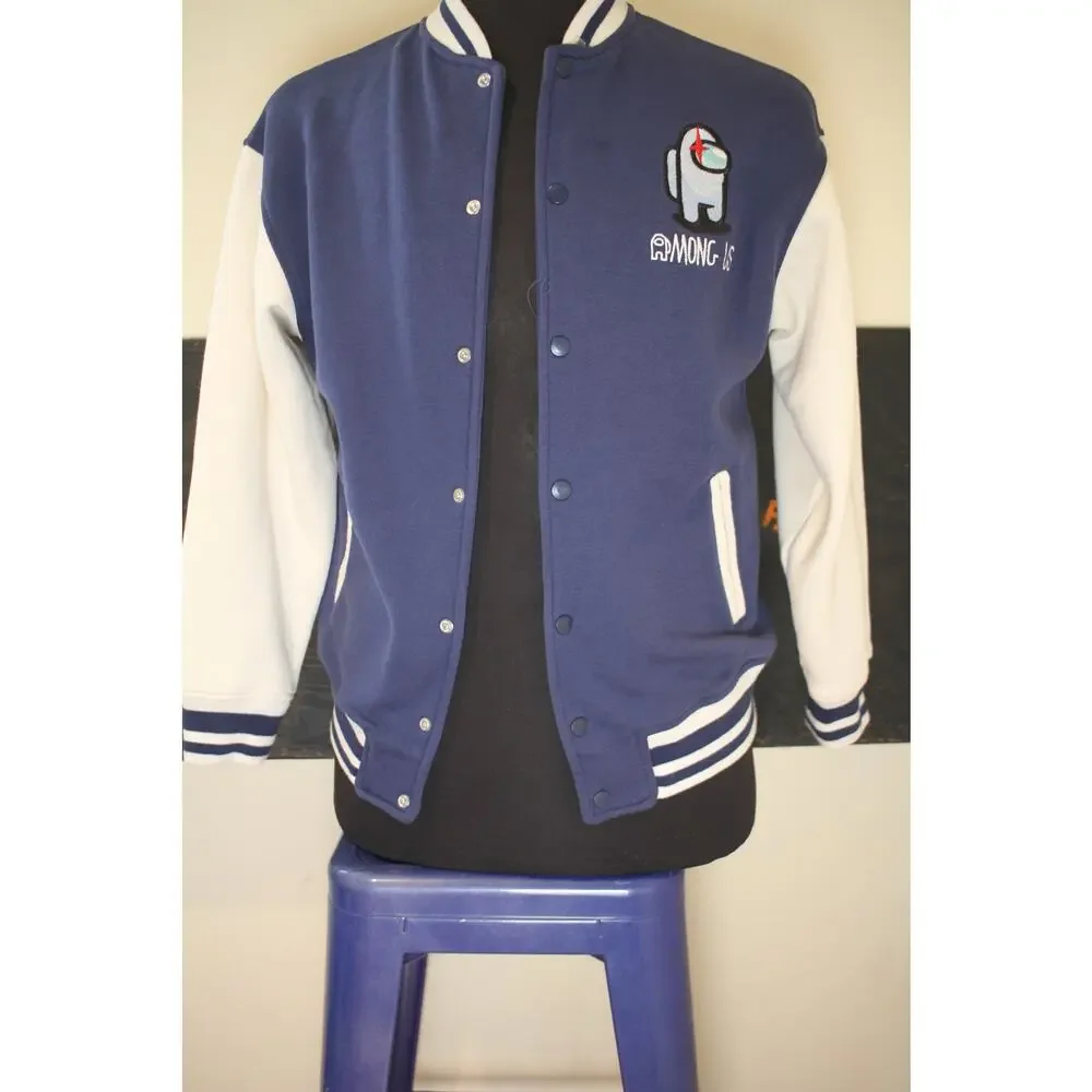 Zara Kids Among Us Embroidered Varsity Jacket Size 11–12 Youth Game Patch